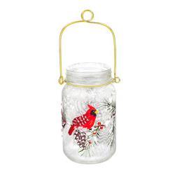 Cardinal Pinecone LED Mason Jar With Handle