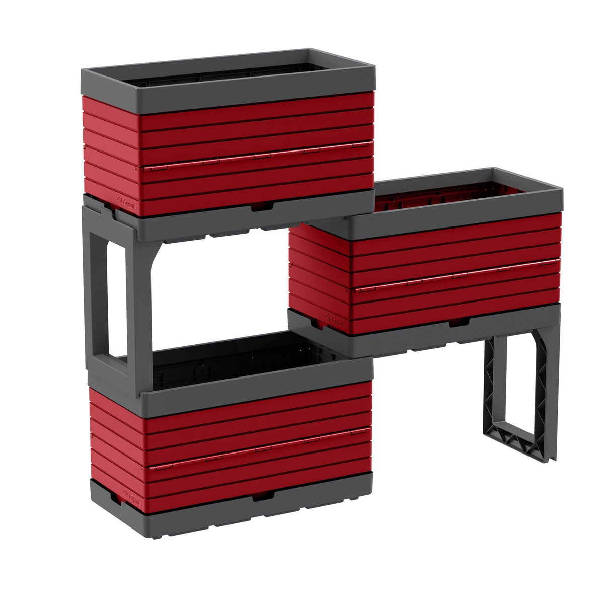 Modular Garden Kit of 3 Containers Red