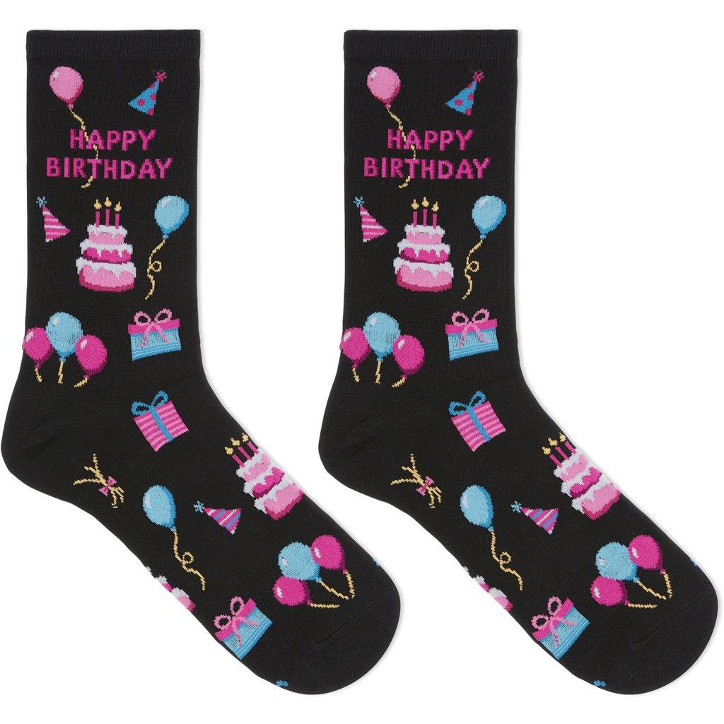 Ladies Socks Happy Birthday Grey