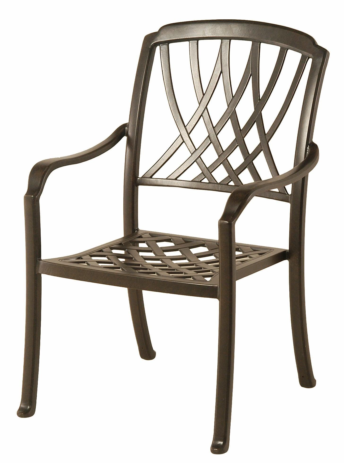 With an elegant, interwinding back design and stunning arm rest details, this chair is designed for maximum support and beautiful aesthetics. With a bold dark finish, this chair adds complexity and intricacy into any outdoor living space. 