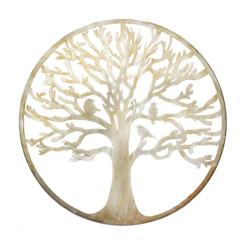 Decorative Circle Wall Art- Doves Antique Silver