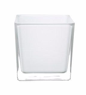 3" Square Glass Container White