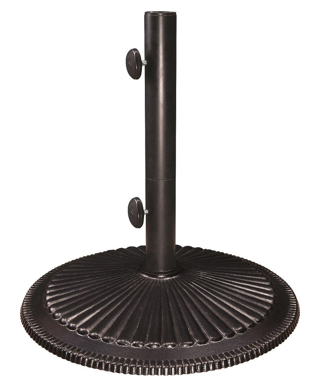 Secure your umbrella with a classic and carefully designed base. Weighing 50lbs, this base was designed to hold and fasten for you to thoroughly enjoy your outdoor living space. 