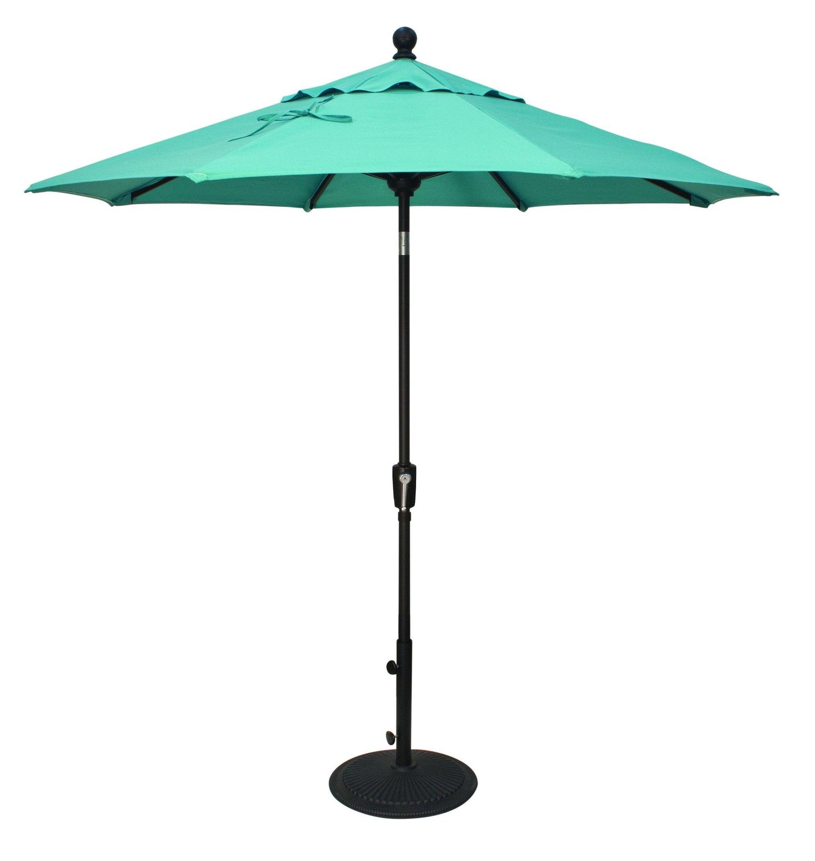 With an array of classic colours to choose from, this tilted octagon umbrella provides adjustable shade and a sturdy foundation to thoroughly enjoy your outdoor living space. With an aluminum frame, finished in a deep black colour, this piece was built to last year after year measuring 7.5 feet.   Please not that the base is sold separately.