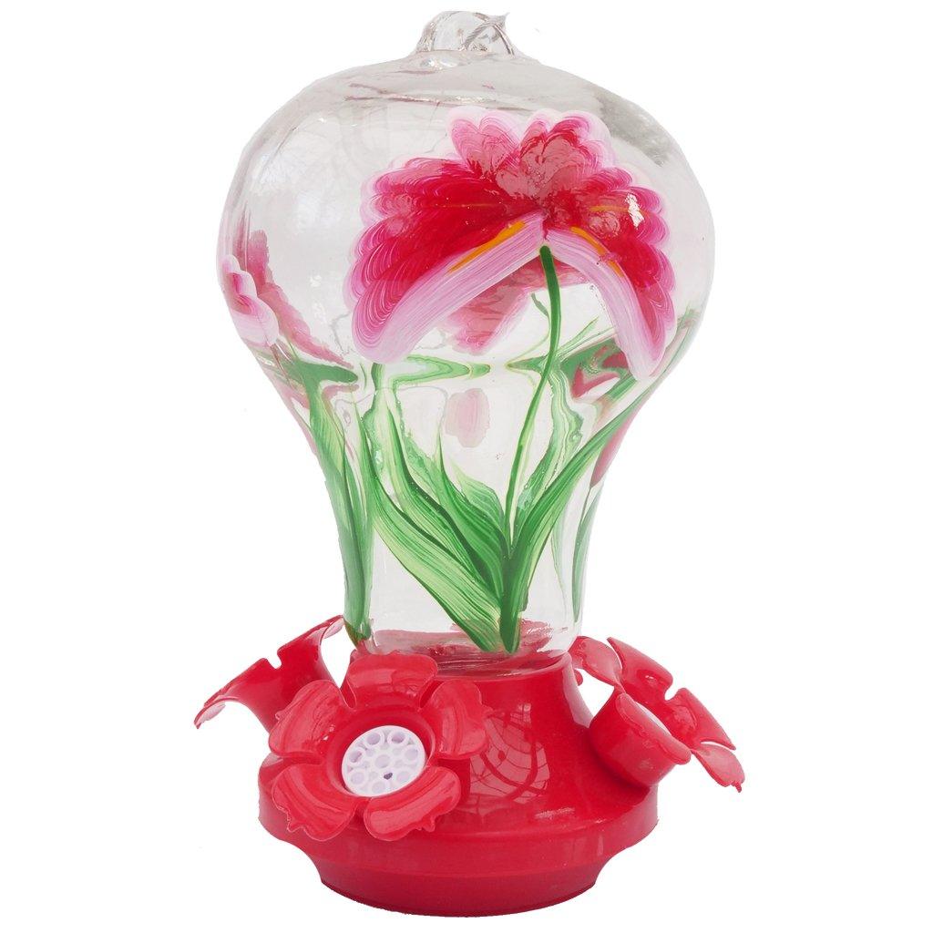 Flower Design Glass Hummingbird Feeder