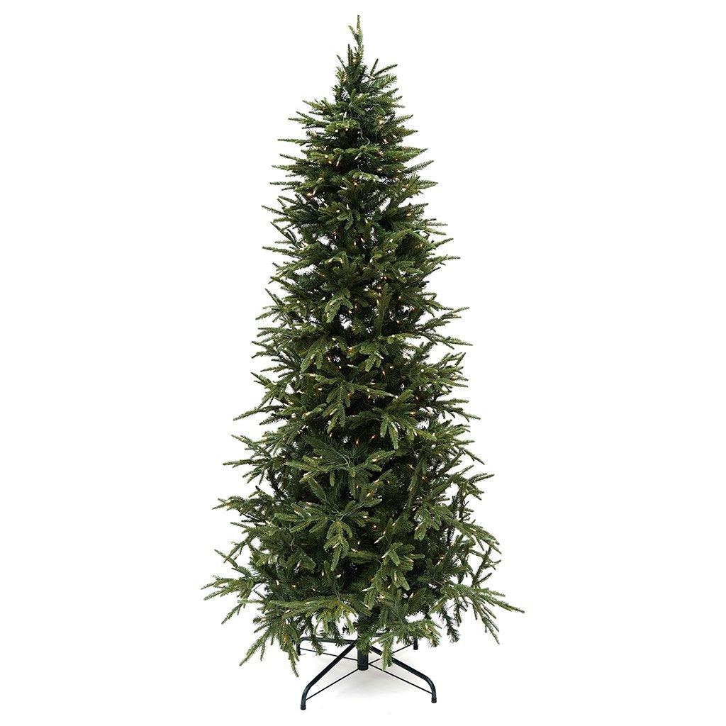 Introducing the New Greenland Fir Slim Tree, a pre-lit Christmas tree designed to bring the magic of the season to your home. Standing tall at 7.5 feet and with a slender 46-inch width, this tree is perfect for those who appreciate a space-saving yet enchanting holiday display.