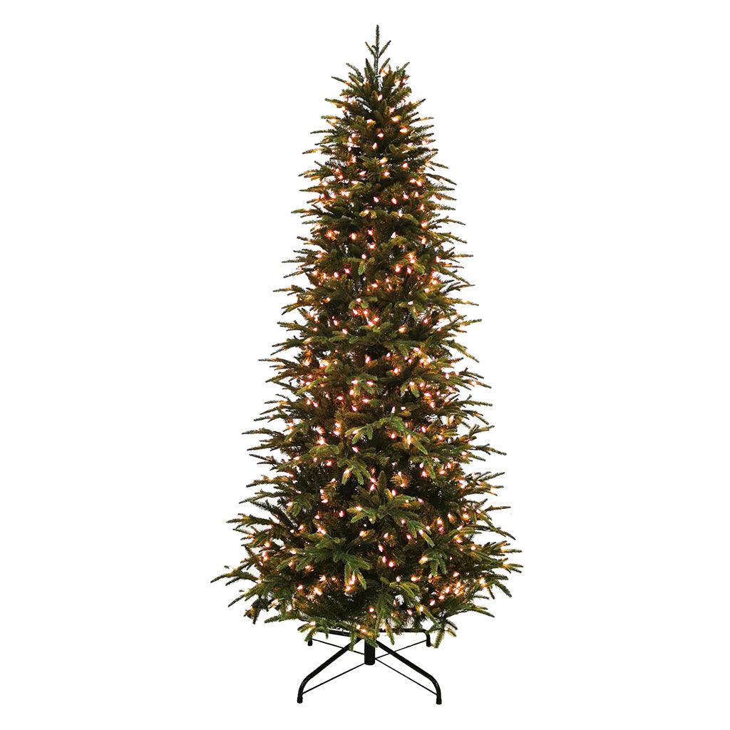  The tree comes adorned with 700 clear mini lights that effortlessly illuminate your space, creating a warm and inviting ambiance. Its slim design, measuring 4.5 feet at its base, allows you to place it in various corners of your home, making it versatile and stylish. Embrace the holiday spirit with this elegant pre-lit Christmas tree, which provides the perfect canvas for your cherished ornaments and decorations. 