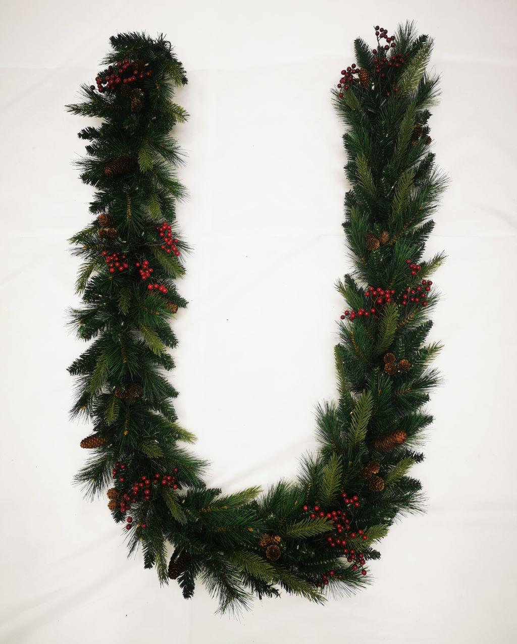 Elevate your holiday décor with the Cone and Berry Pre-Lit Garland, a splendid 9-foot-long festive adornment that will infuse your home with the spirit of the season. This charming garland features a delightful combination of natural elements, including pinecones and berries, adding a rustic and woodland touch to your surroundings. 