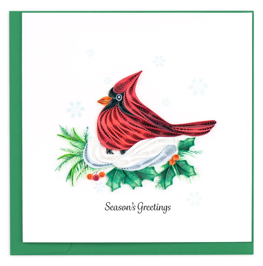 Quilling Card Holiday Snowy Cardinal