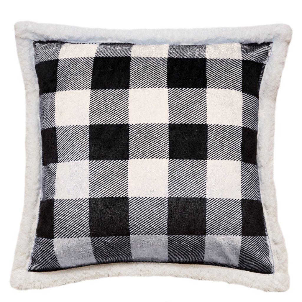 Lumberjack Black &amp; White Plaid Pillow