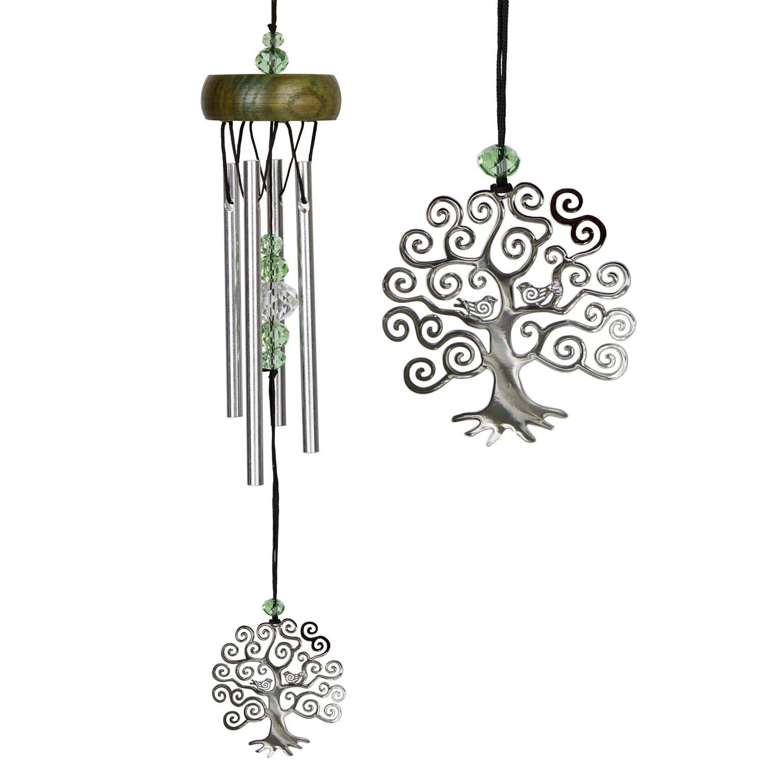 A sleek and friendly green finish on durable ash wood, complemented by four solid silver aluminum rods and sparkling crystal accents. Measures 10 inches in length and 2 inches in diameter.