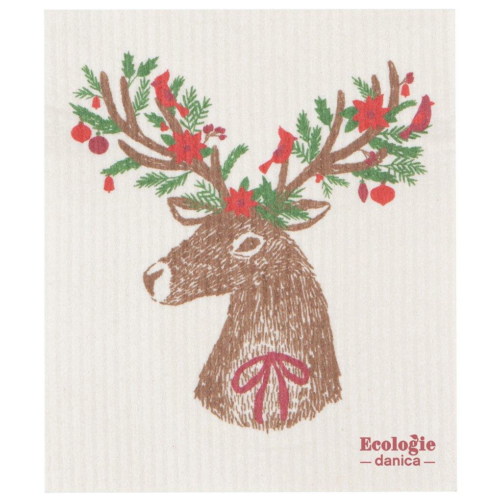 Dasher Deer Swedish Dish Cloth