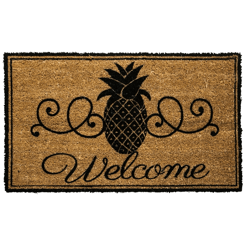 Welcome Pineapple Coir Mat with Tray
