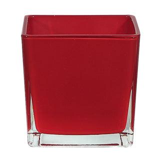 Square Glass Red Container