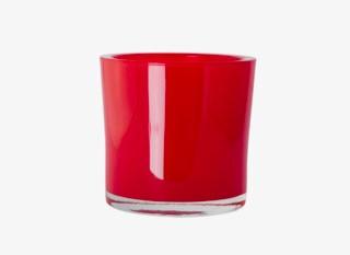 Round Glass Red Container