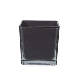 3" Square Glass Container Dark Grey