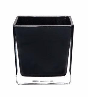 4.75&quot; Square Glass Container Black