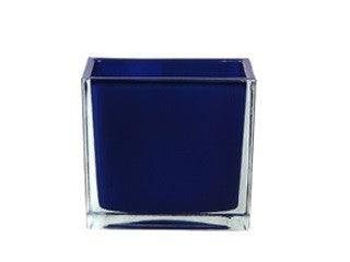 4.75&quot; Square Glass Container Royal Blue