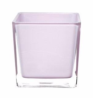 4.75&quot; Square Glass Container Light Pink