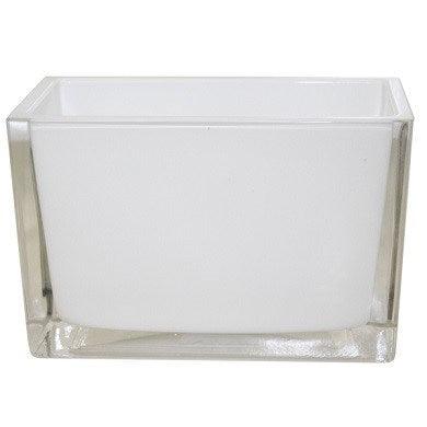 6" Rectangular Glass Container White