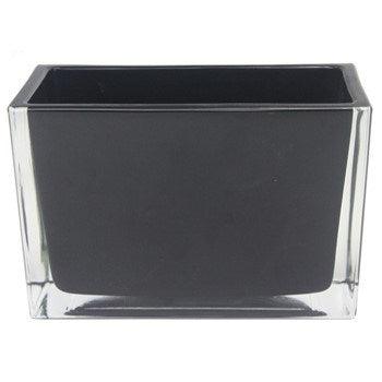 6" Rectangular Glass Container Black