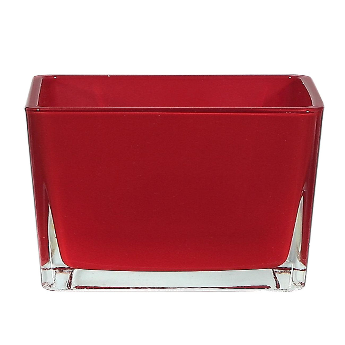 6&quot; Rectangular Glass Container Red