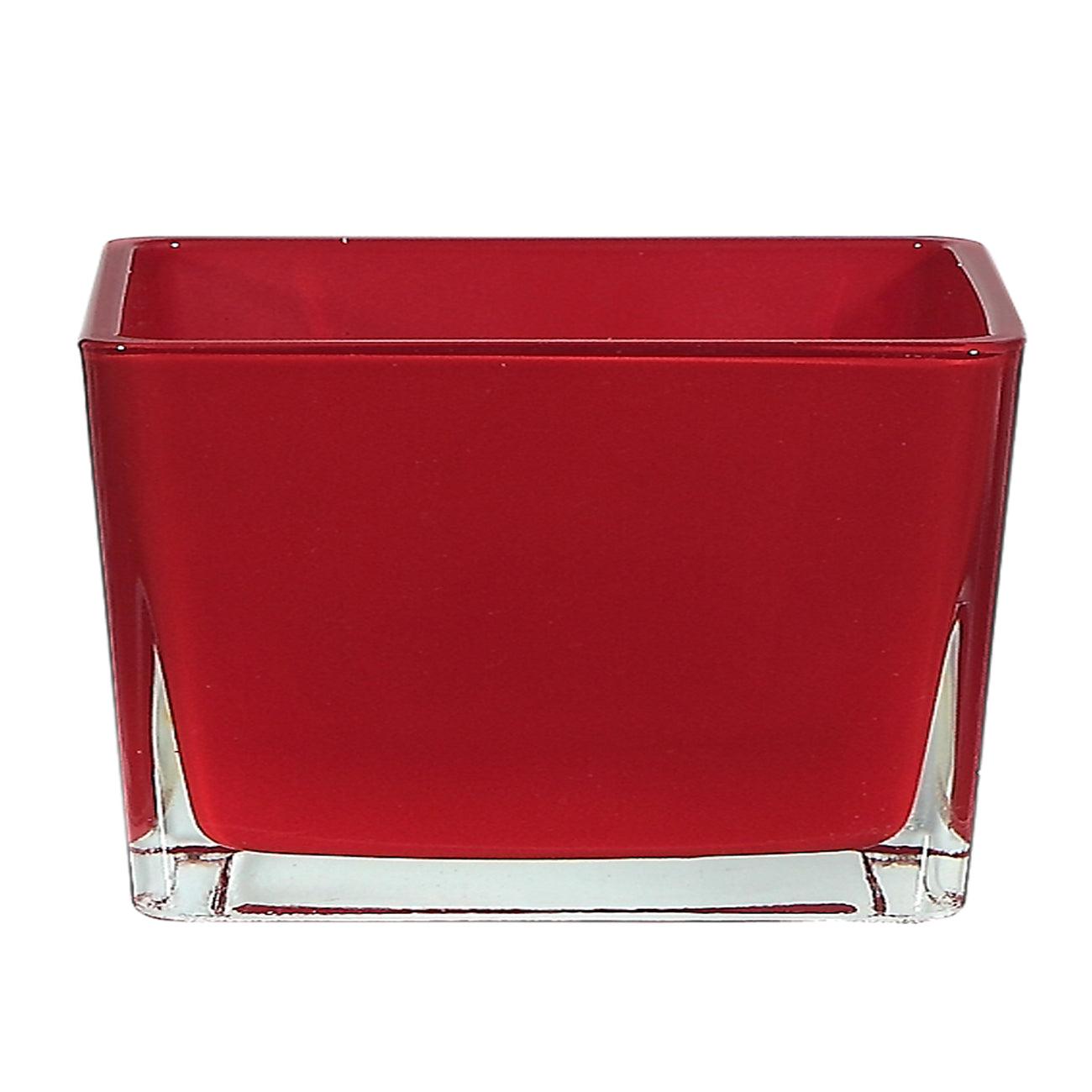 6" Rectangular Glass Container Red