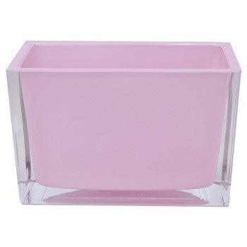 6" Rectangular Glass Container Light Pink