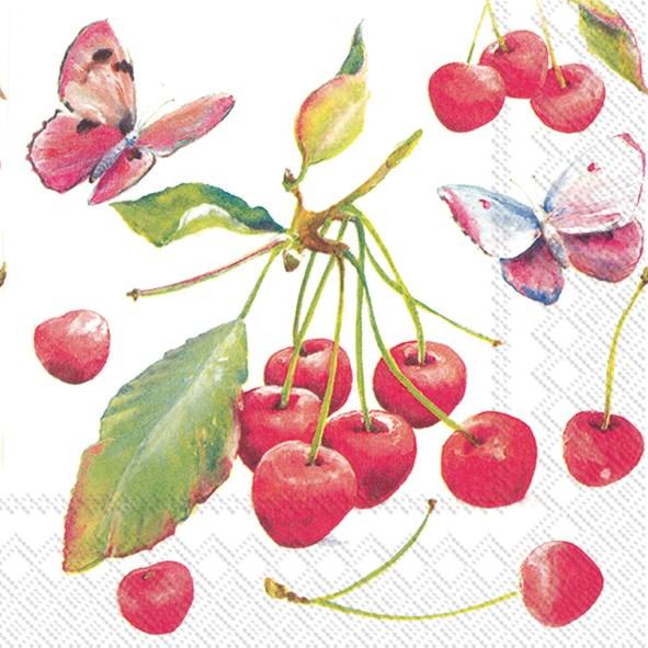 Cherries and Butterfly - Cocktail Napkin