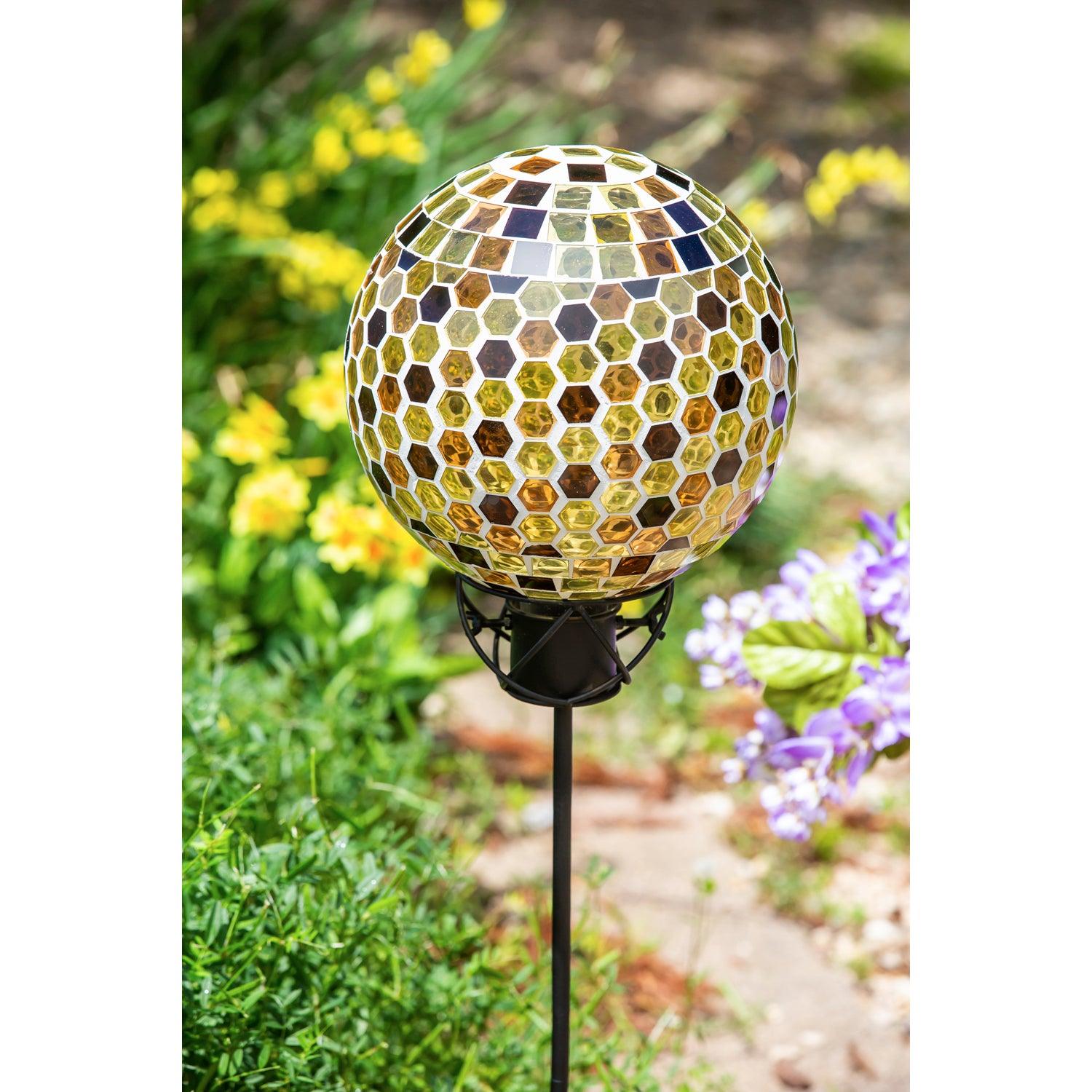 Honeycomb Mosaic Glass Gazing Ball 10"