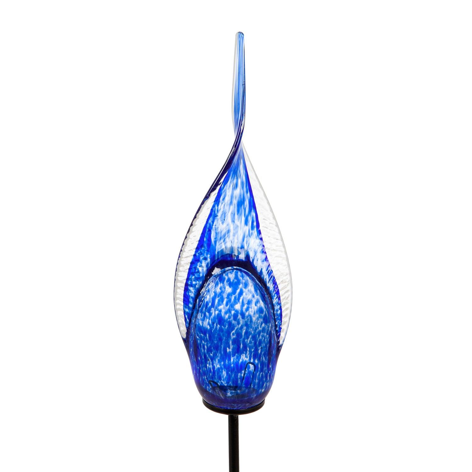 Blue Flame Solar Art Glass Garden Stake 29"