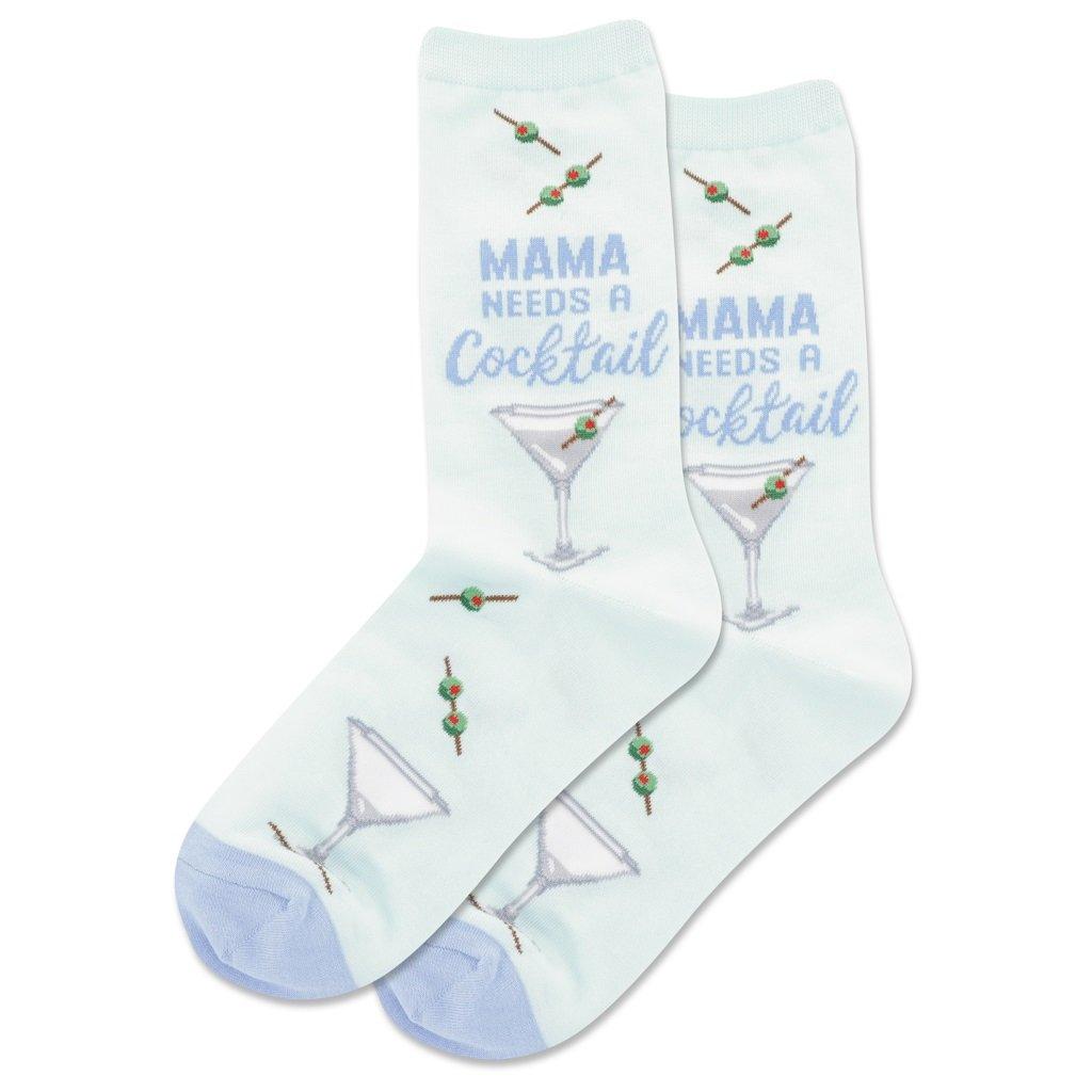 Ladies Socks Mama Needs A Cocktail Light Blue
