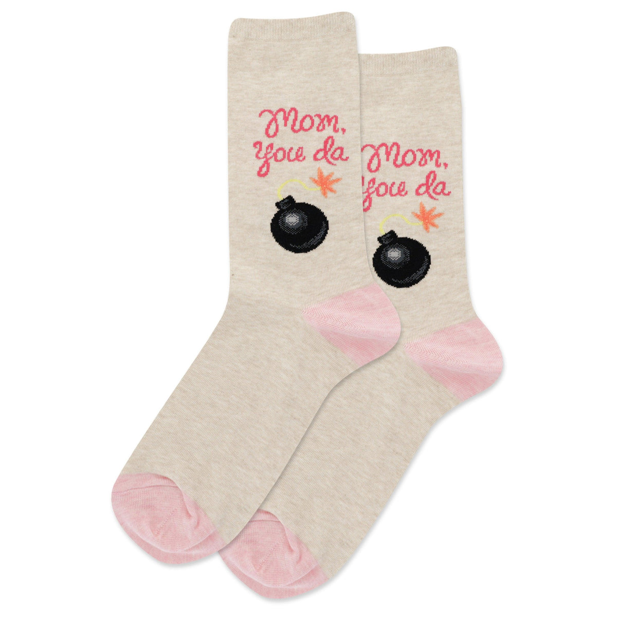 Ladies Socks Mom,You Da Bomb Natural