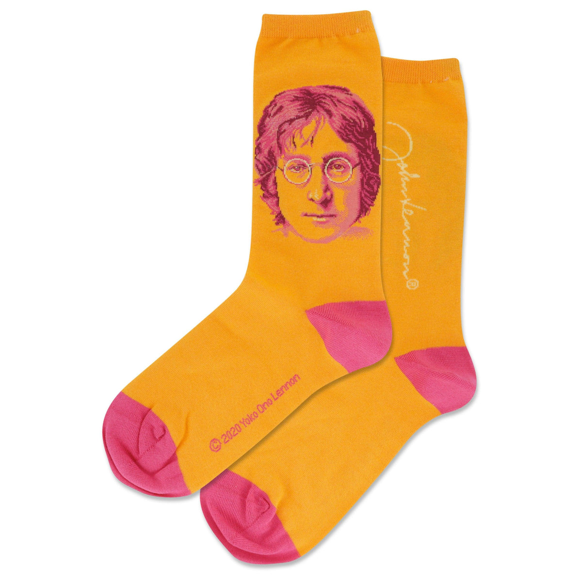 Ladies Socks John Lennon Portrait Orange