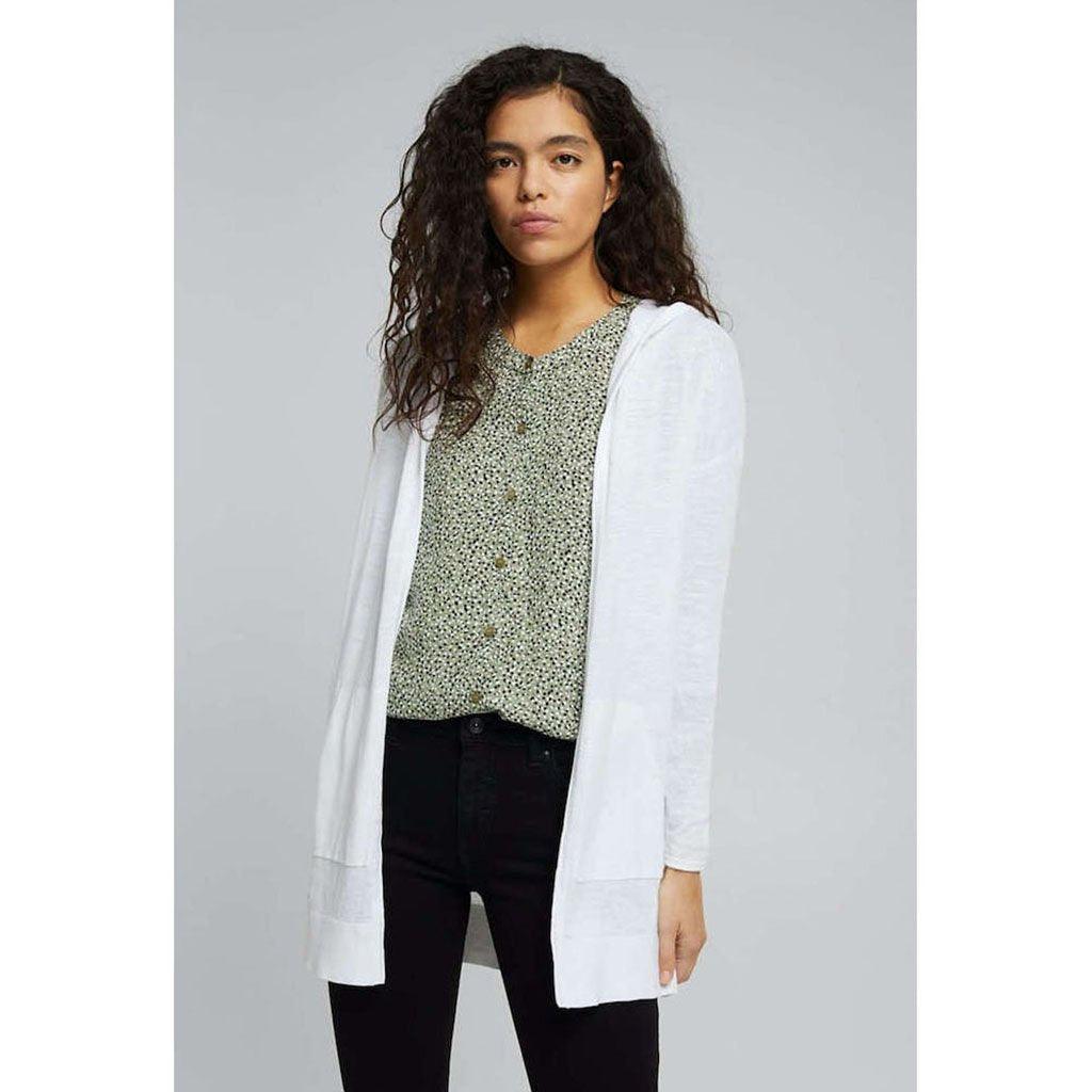 Cardigan Sweater Hooded Long White