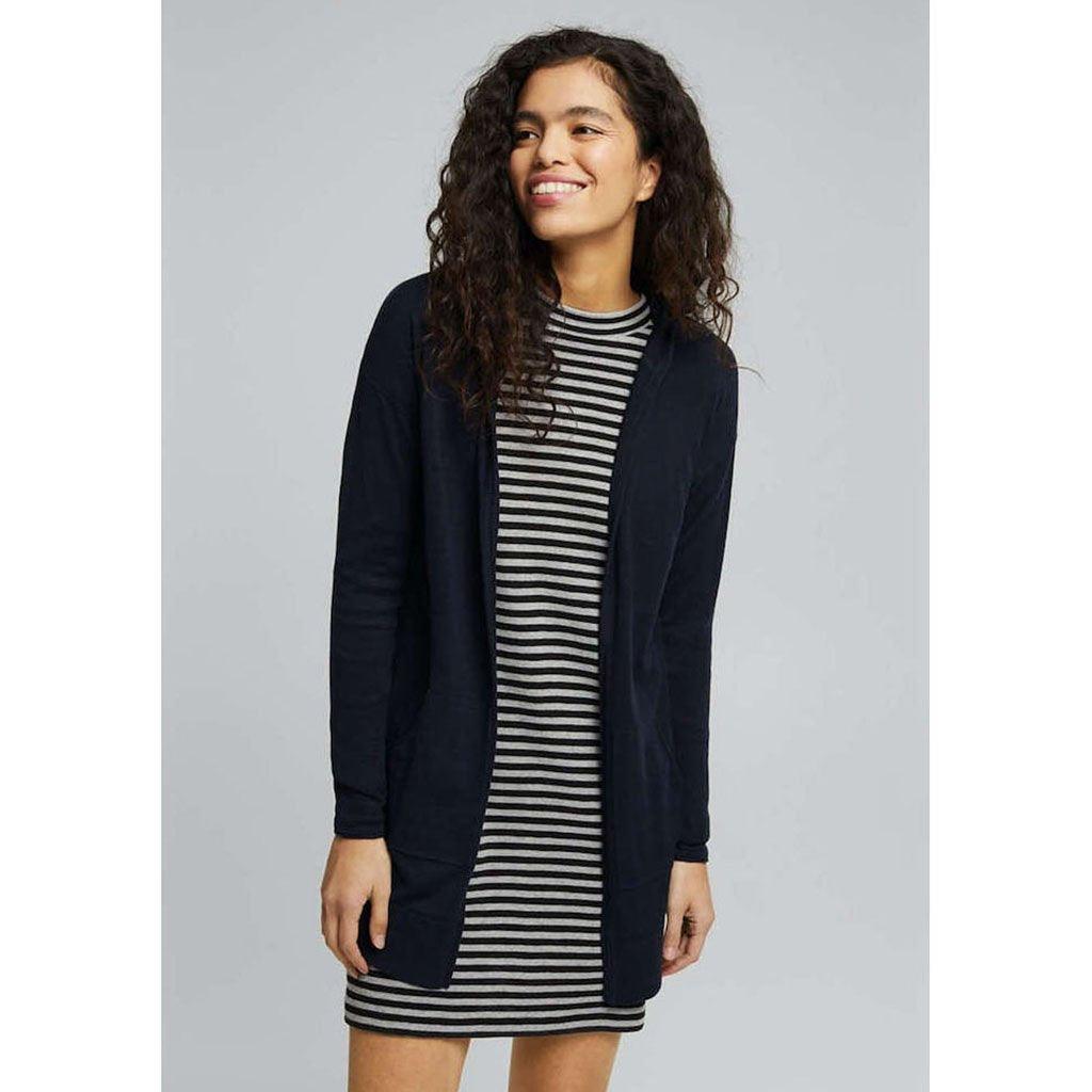 Cardigan Sweater Hooded Long Navy