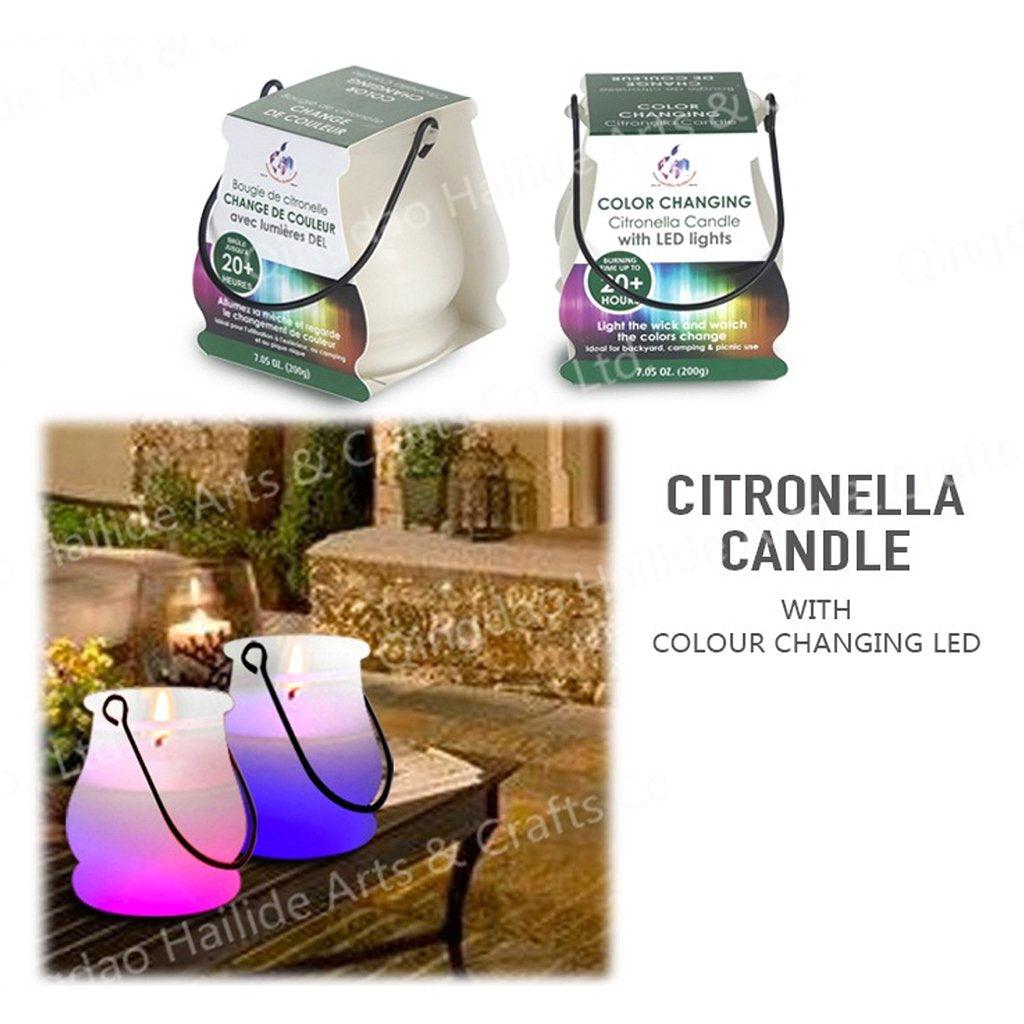 Citronella 20+ hour candle with colour changing led