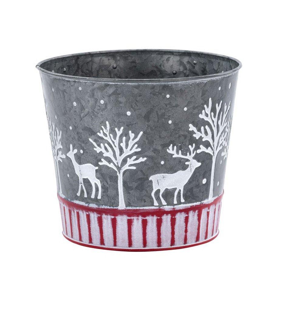 Deer Scene Grey Pot 6.5"