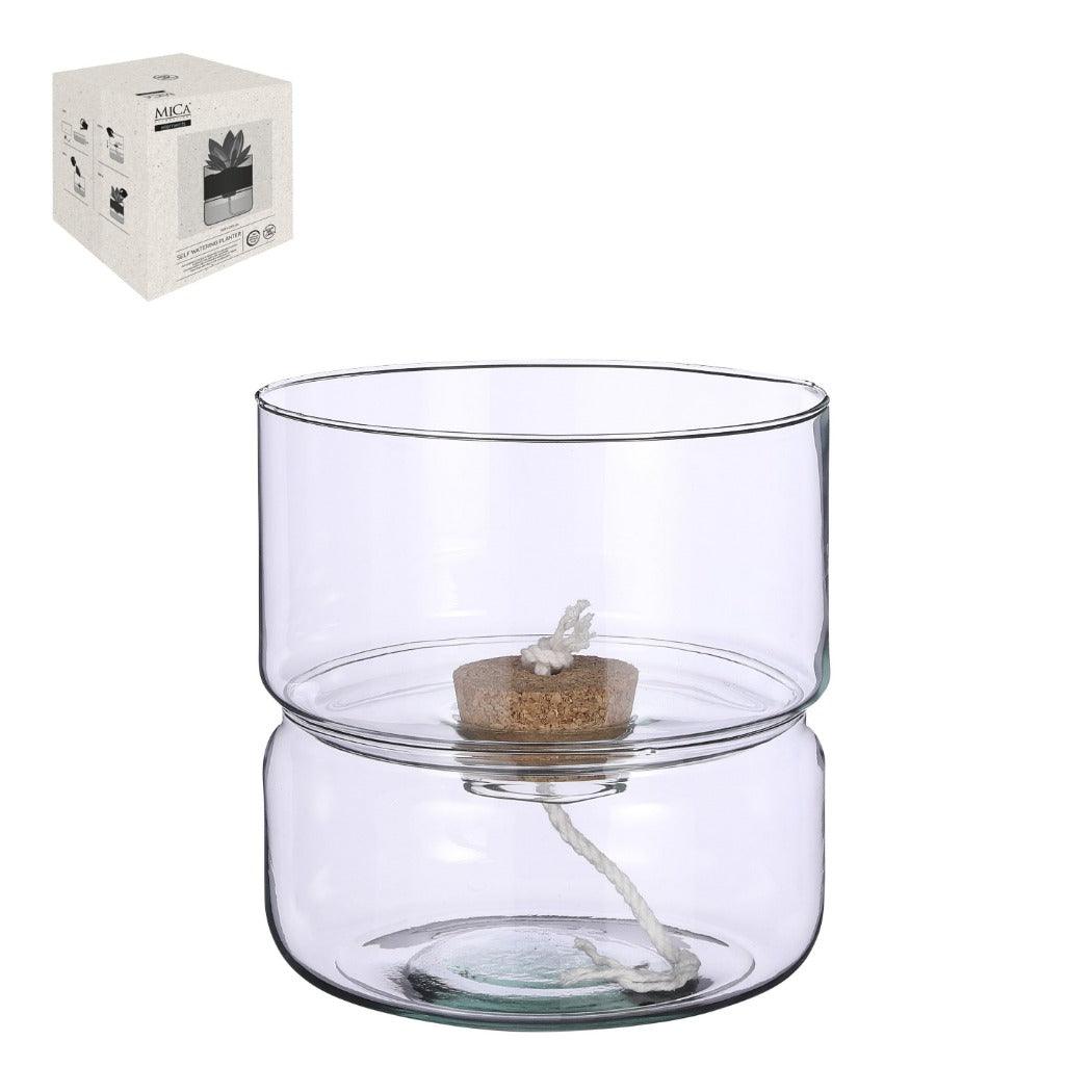 Elements Self Watering Glass Planter 7.5x8.75&quot;
