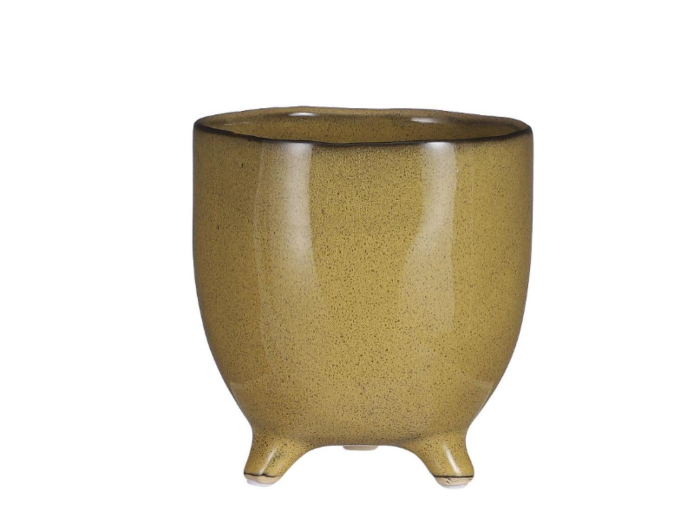 Elly Footed Round Pot 4.75x5.25" Yellow