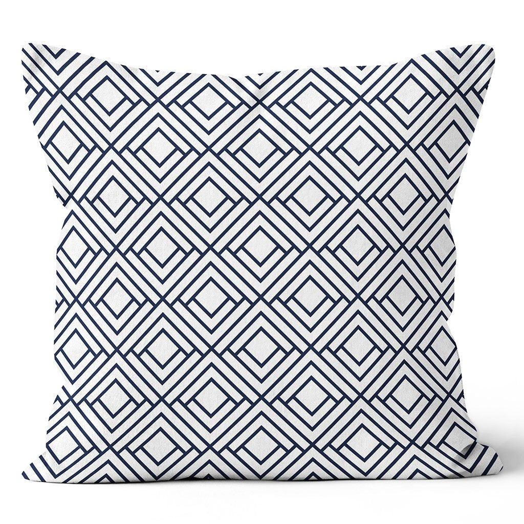 Geometric White/Navy 20x20" Outdoor Pillow