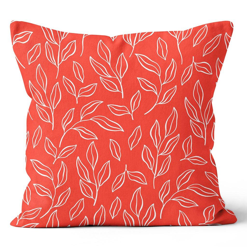 Leaf Print Coral/White 20x20" Outdoor Pillow