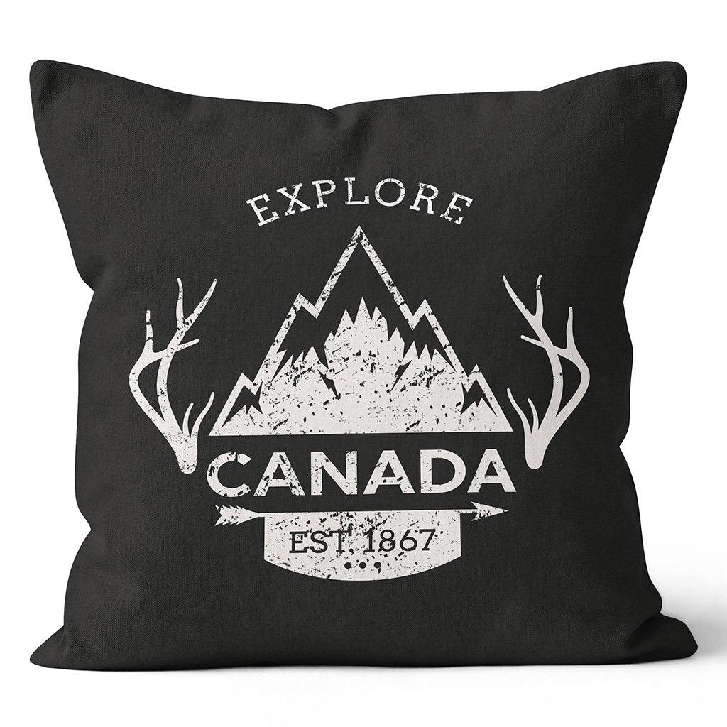 Explore Canada Black 20x20" Outdoor Pillow
