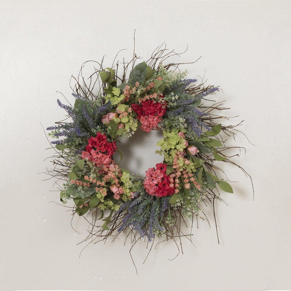Natural Twig &amp; Mixed Wildflower Wreath 24 inch Deep