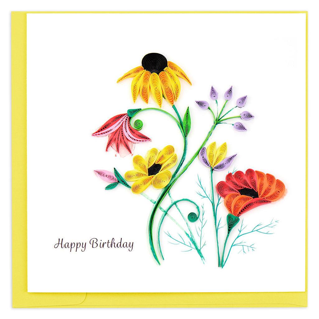 Quilled Wildflower Birthday Blooms Greeting Card