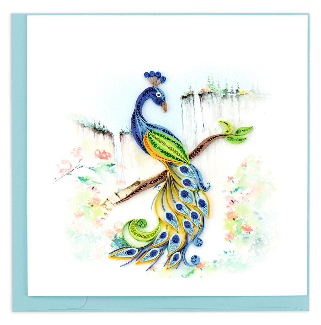 Quilled Posing Peacock Greeting Card