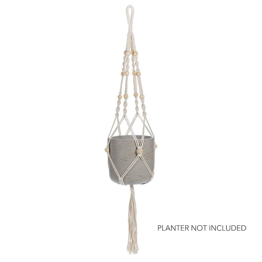 Macrame Plant Hanger With Tail And Beads