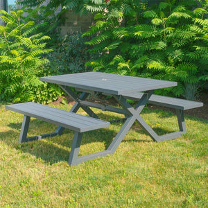 Banquet Deluxe 5 foot aluminum picnic table, charcoal 