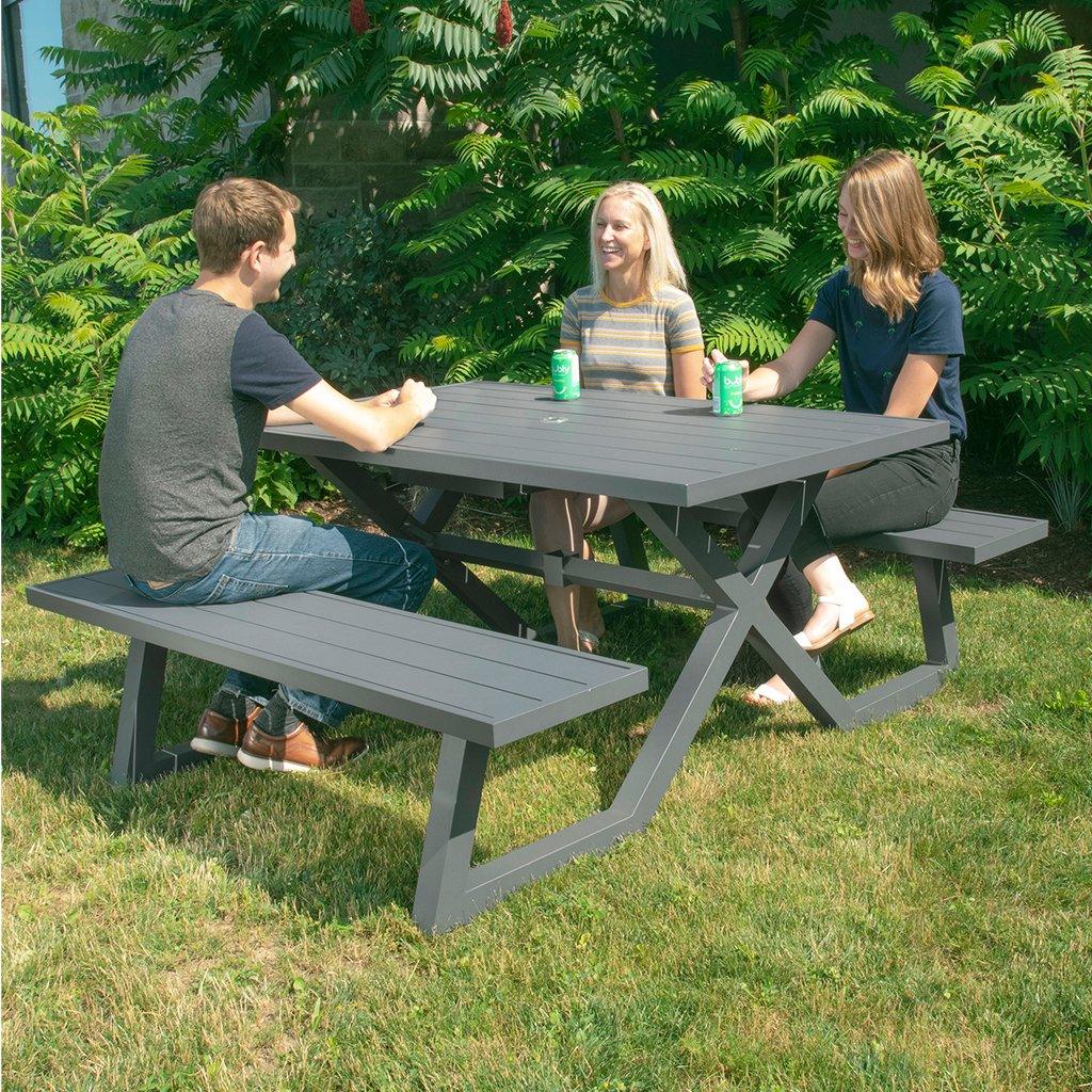 Banquet Deluxe 5 foot aluminum picnic table, charcoal