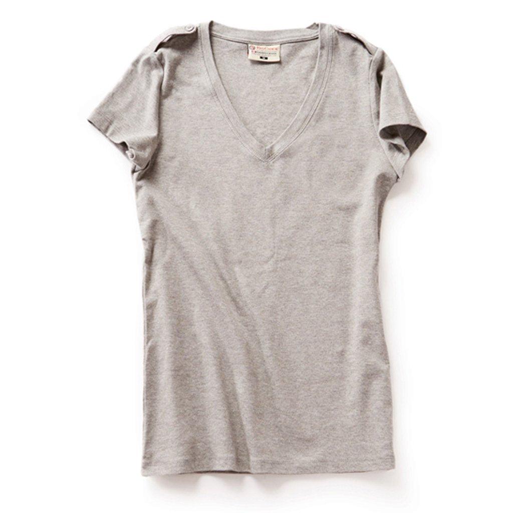 Ladies Vneck T-Shirt Grey Mix
